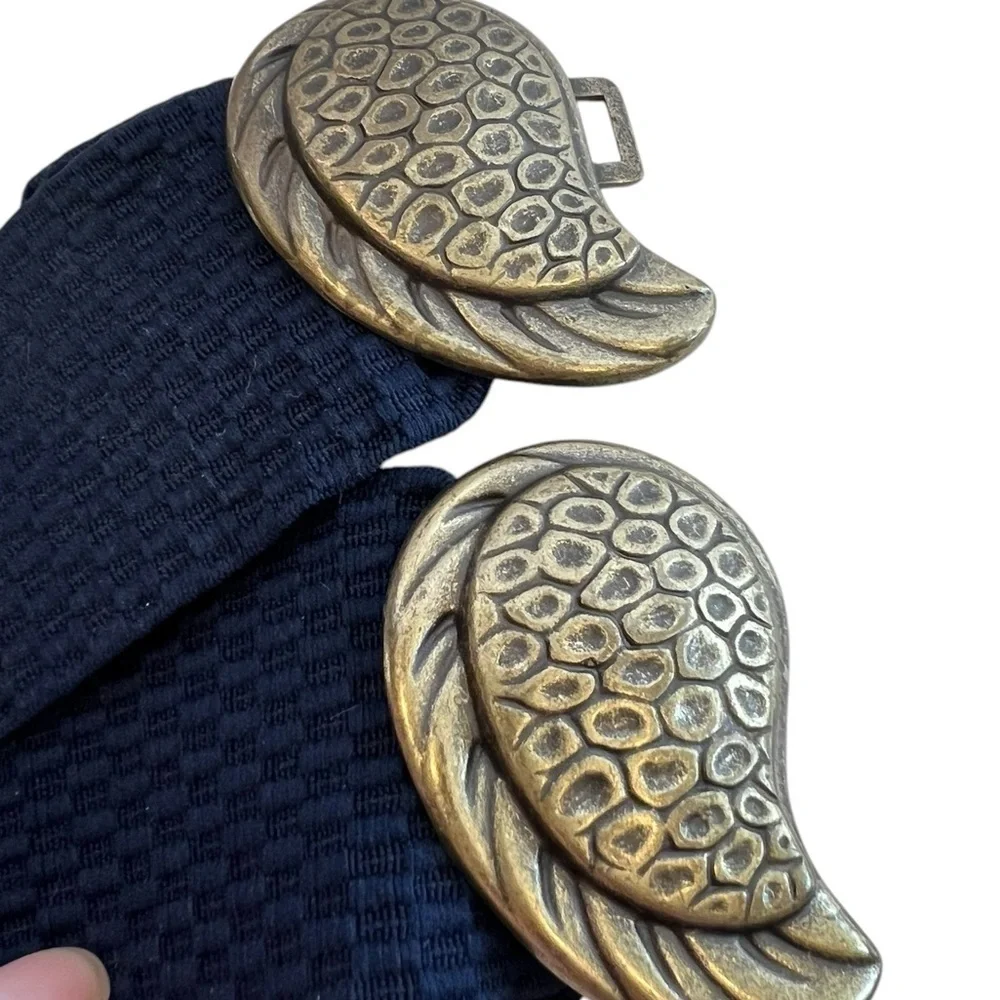 Vintage Katherine Accessories Blue Stretch Retro Belt Angel Wings Statement MCM